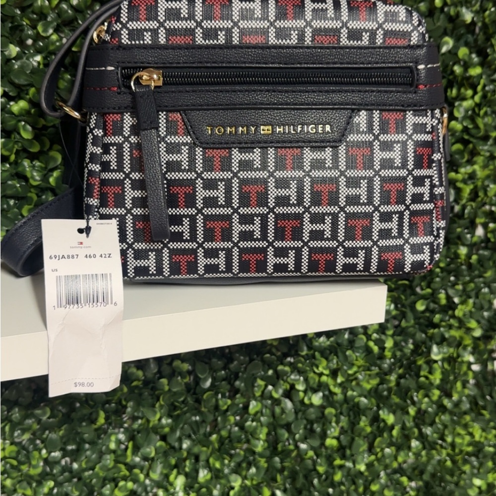 Tommy Hilfiger Black and Red Crossbody Bag with Signature Style